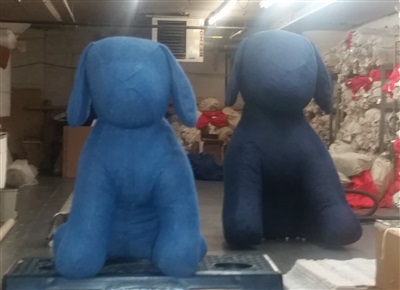 Two big dogs made out of our denim fabric.
